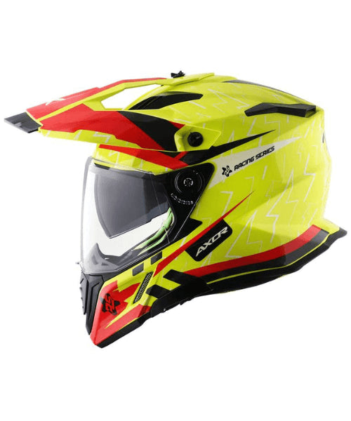 Axor X-Cross Flash Dual Visor Helmet – Neon Yellow Red