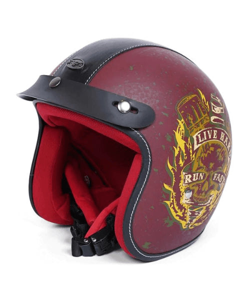 Vardenchi Live Hard Half Face Helmet – Maroon ₹1,950