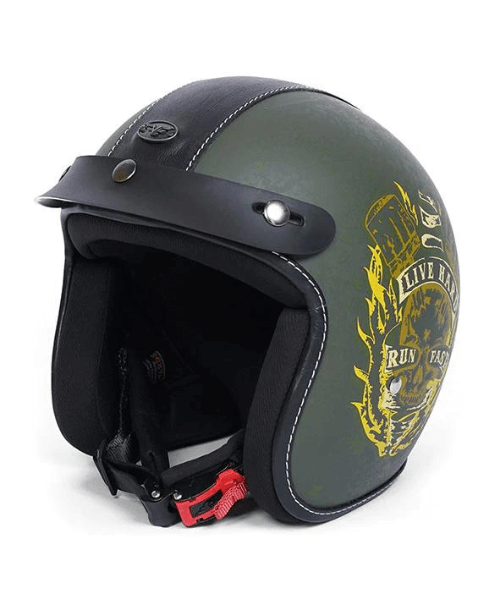 Vardenchi Live Hard Half Face Helmet – Battle Green ₹1,950