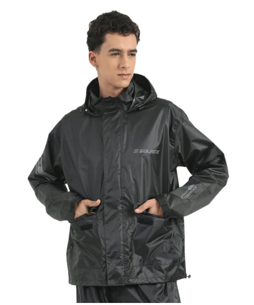 Solace Rainpro Jacket 16K – Black ₹1,850