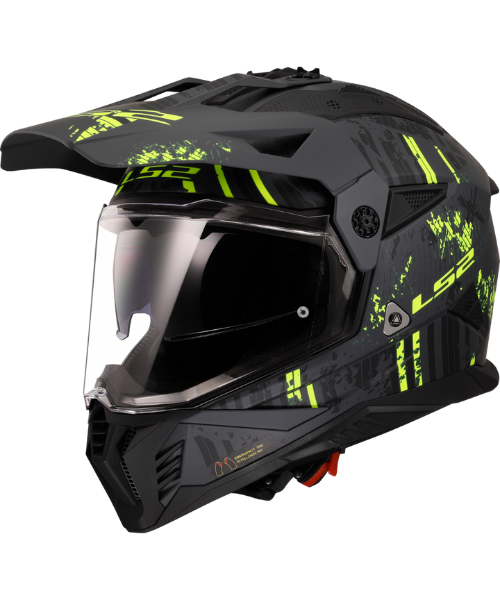 LS2 MX436 Pioneer II Dual Sport Helmet ECE 22.06 – Crazy Matt Black Hi Viz Yellow ₹9,450