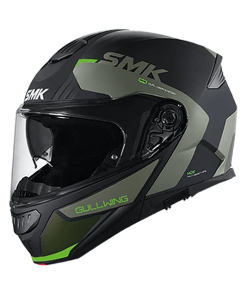 SMK Gullwing Kresto Gloss GL288 Black Olive Green Helmet ₹6,450