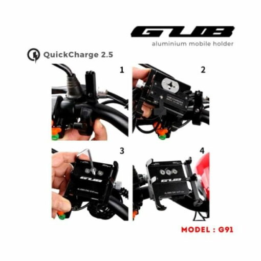 Route 95 GUB G91 Aluminium Handlebar Mobile Holder with Quick Charger 2.5A ₹1,699