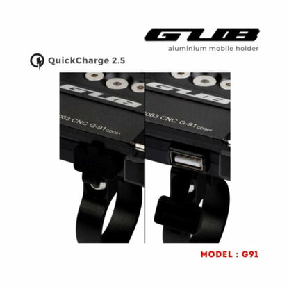 Route 95 GUB G91 Aluminium Handlebar Mobile Holder with Quick Charger 2.5A ₹1,699