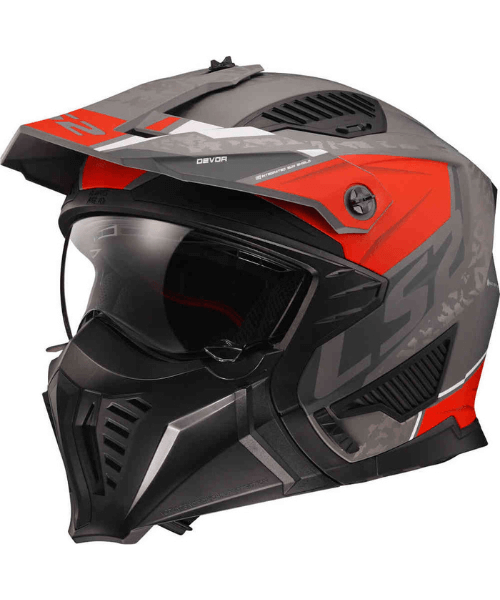 LS2 OF606 Drifter Devor Helmet – Matt Grey Red