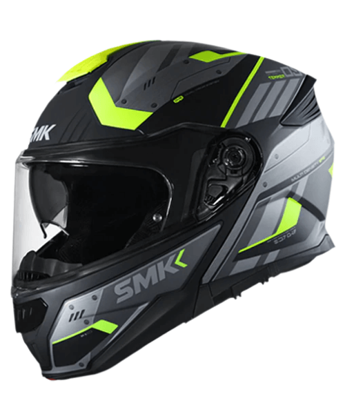 SMK Gullwing Tekker MA264 Black Grey Yellow Matt Helmet ₹6,450