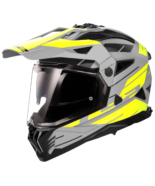 LS2 MX436 Pioneer II Dual Sport Helmet ECE 22.06 – Namib Matt Grey Hi Viz Yellow ₹9,450