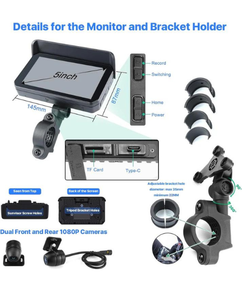 Motorcycle GPS CarPlay Android Auto Screen with Dash Cam and Tyre Pressure Monitoring ₹23,000