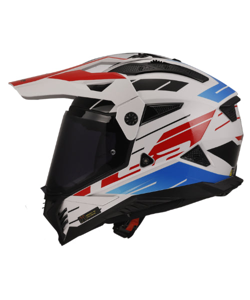 LS2 MX436 Pioneer II Dual Sport Helmet ECE 22.06 – Namib White Blue Red ₹9,450