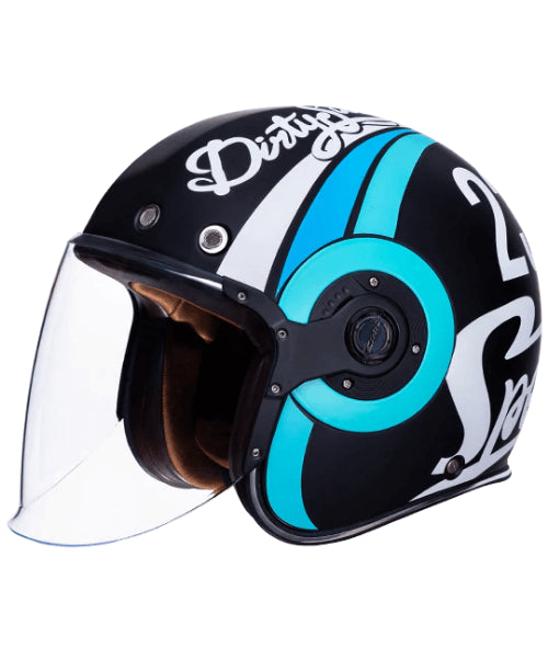 SMK Retro Jet Speed TT MA215 Black Blue Helmet ₹4,290