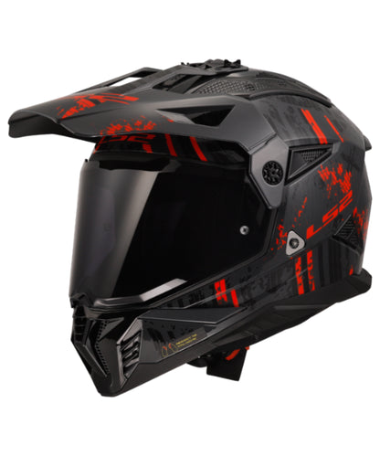 LS2 MX436 Pioneer II Dual Sport Helmet ECE 22.06 – Crazy Gloss Black Red ₹9,450