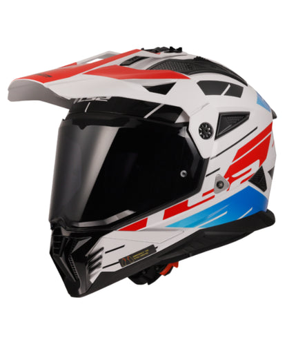 LS2 MX436 Pioneer II Dual Sport Helmet ECE 22.06 – Namib White Blue Red ₹9,450