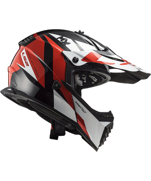 LS2 MX437 Fast Evo Strike Motocross Helmet – Gloss Black White Red ₹7,699