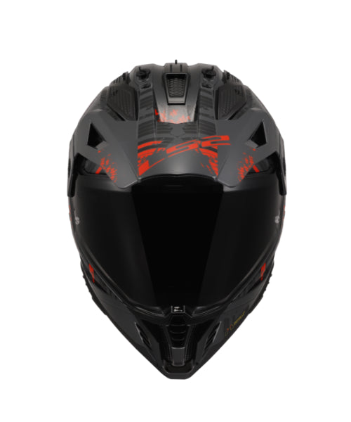 LS2 MX436 Pioneer II Dual Sport Helmet ECE 22.06 – Crazy Gloss Black Red ₹9,450