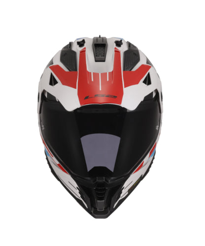 LS2 MX436 Pioneer II Dual Sport Helmet ECE 22.06 – Namib White Blue Red ₹9,450