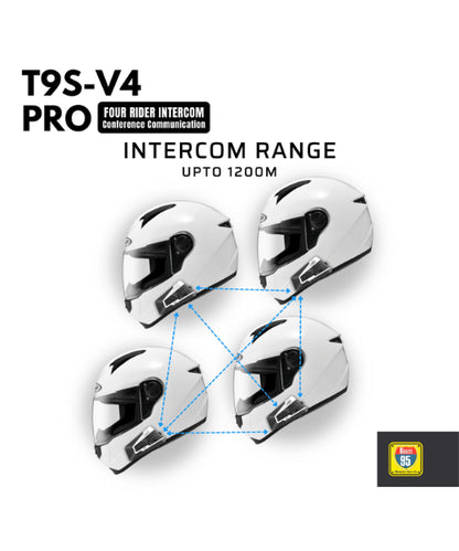 Route95 T9S-v4 Pro Universal Helmet Bluetooth And Intercom ₹7,999