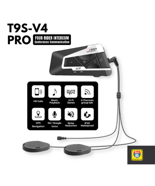 Route95 T9S-v4 Pro Universal Helmet Bluetooth And Intercom ₹7,999