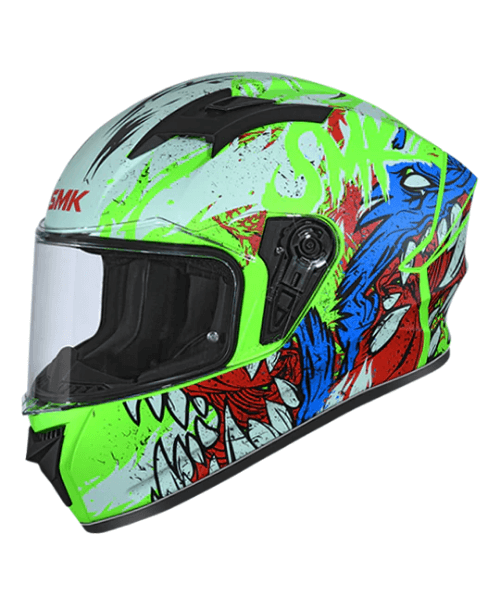 SMK Stellar Werewolf MA813 Green Blue Helmet ₹4,800