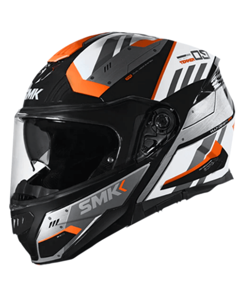 SMK Gullwing Tekker GL217 Gloss Black White Orange Helmet ₹6,450