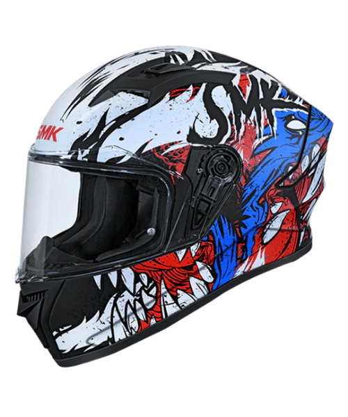 SMK Stellar Werewolf MA213 Blue Red White Helmet ₹4,800