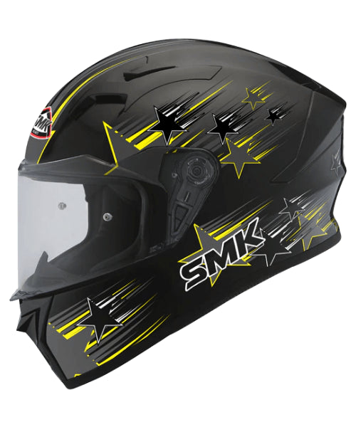 SMK Stellar Rain Star MA264 Black Yellow Helmet ₹4,800