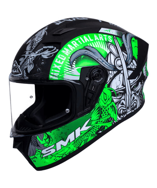 SMK Stellar Samurai MA268 Black Green Helmet ₹4,800