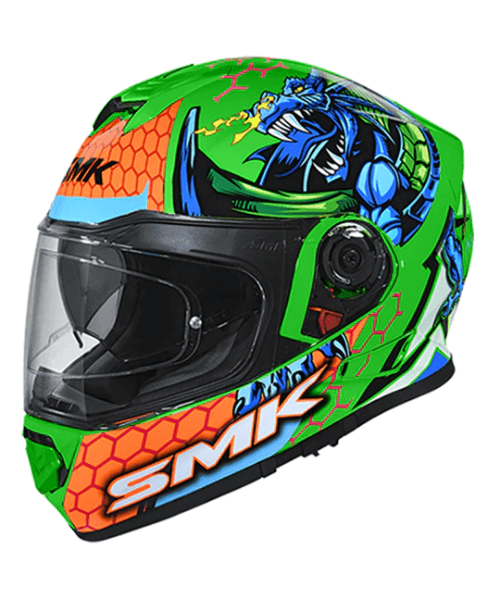 SMK Twister Dragon GL875 Orange Green Helmet ₹5,150