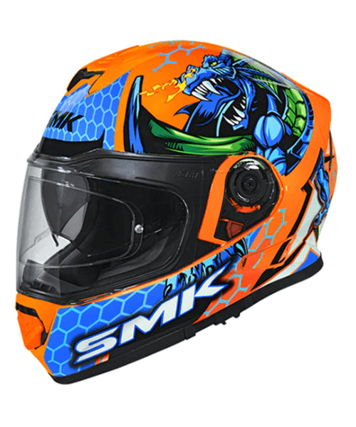 SMK Twister Dragon GL758 Orange Blue Helmet ₹5,150