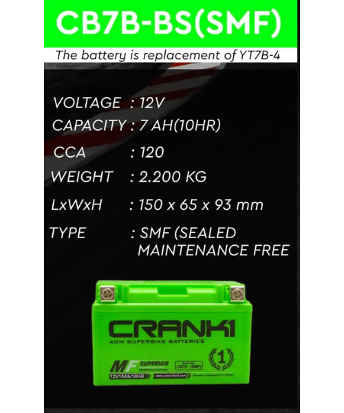 Crank1 Battery – CB7B-BS (SMF) ₹8,400