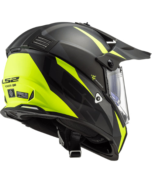 LS2 MX436 Pioneer Evo Dual Sport Helmet – Router Matt Hi Viz Yellow ₹9,250