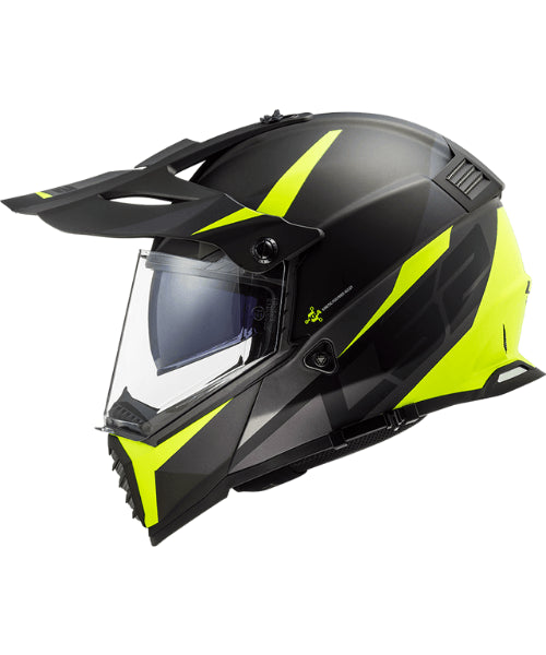 LS2 MX436 Pioneer Evo Dual Sport Helmet – Router Matt Hi Viz Yellow ₹9,250