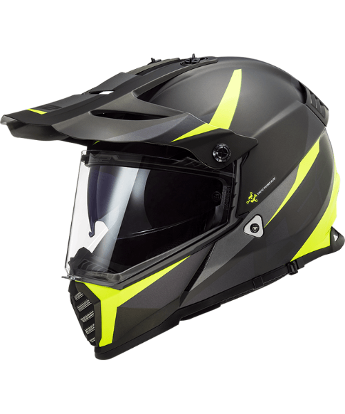 LS2 MX436 Pioneer Evo Dual Sport Helmet – Router Matt Hi Viz Yellow ₹9,250