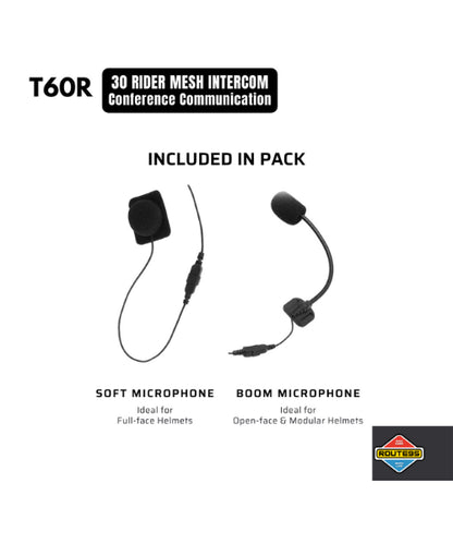 Route95 T60R Mesh HD Universal Intercom and Bluetooth Headset for Helmet ₹10,499